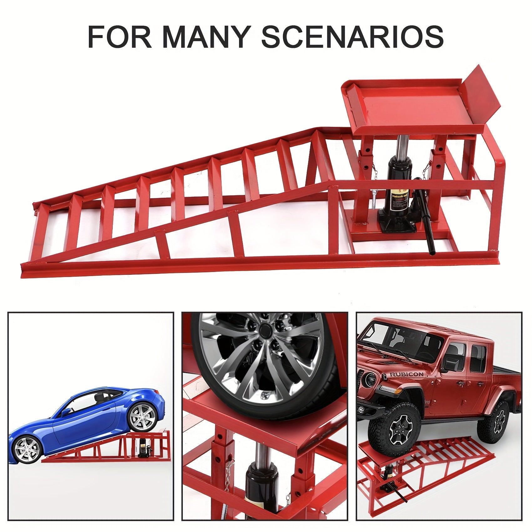[Hydraulic Car Ramps] Car Ramps 2 Pack Hydraulic High Lift Service Vehicle Ramps 5T 11023 Lbs Automotive Truck Wheel Ramps for Oil Changes with Support Jack for DIY Repair Stores Auto Beauty Stores