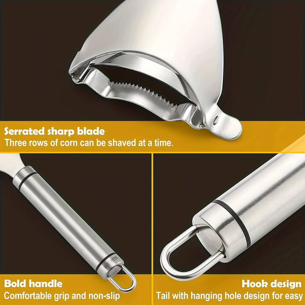 Ergonomic Stainless Steel Corn Cutter | Quick, Efficient Kernel Stripper with Comfort Grip