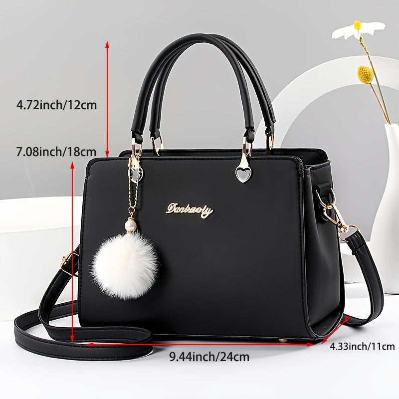Elegant Lightweight Faux Leather Handbag - Women's Solid Color Shoulder Bag