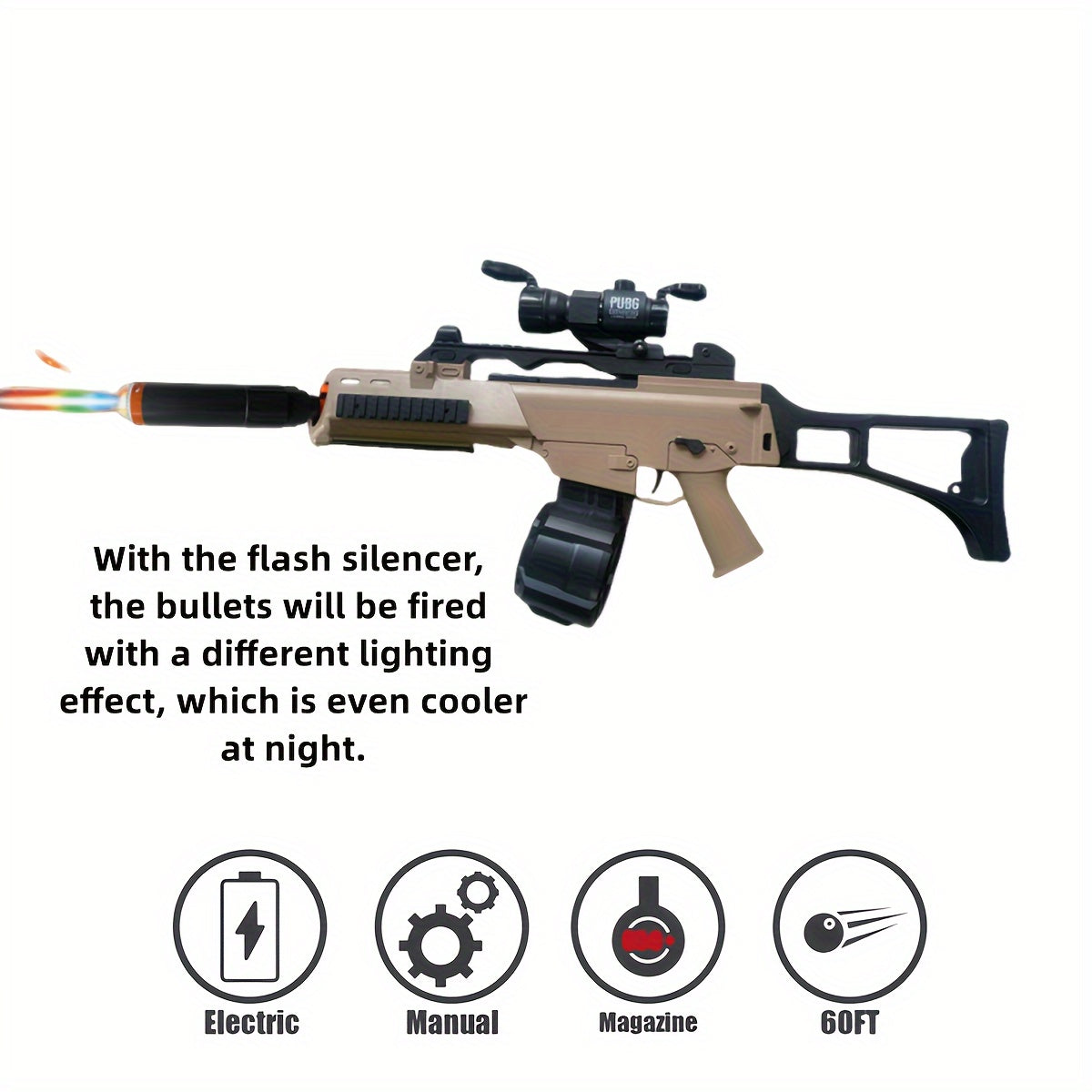 RunRest Blaster Gun, Electric Ball Blaster, With Flash Silencer High Orbeez Gun Performance Cool Toy Gun, Rechargeable Splatter Ball Toys for Outdoor Activities Shooting Game Party Favors.