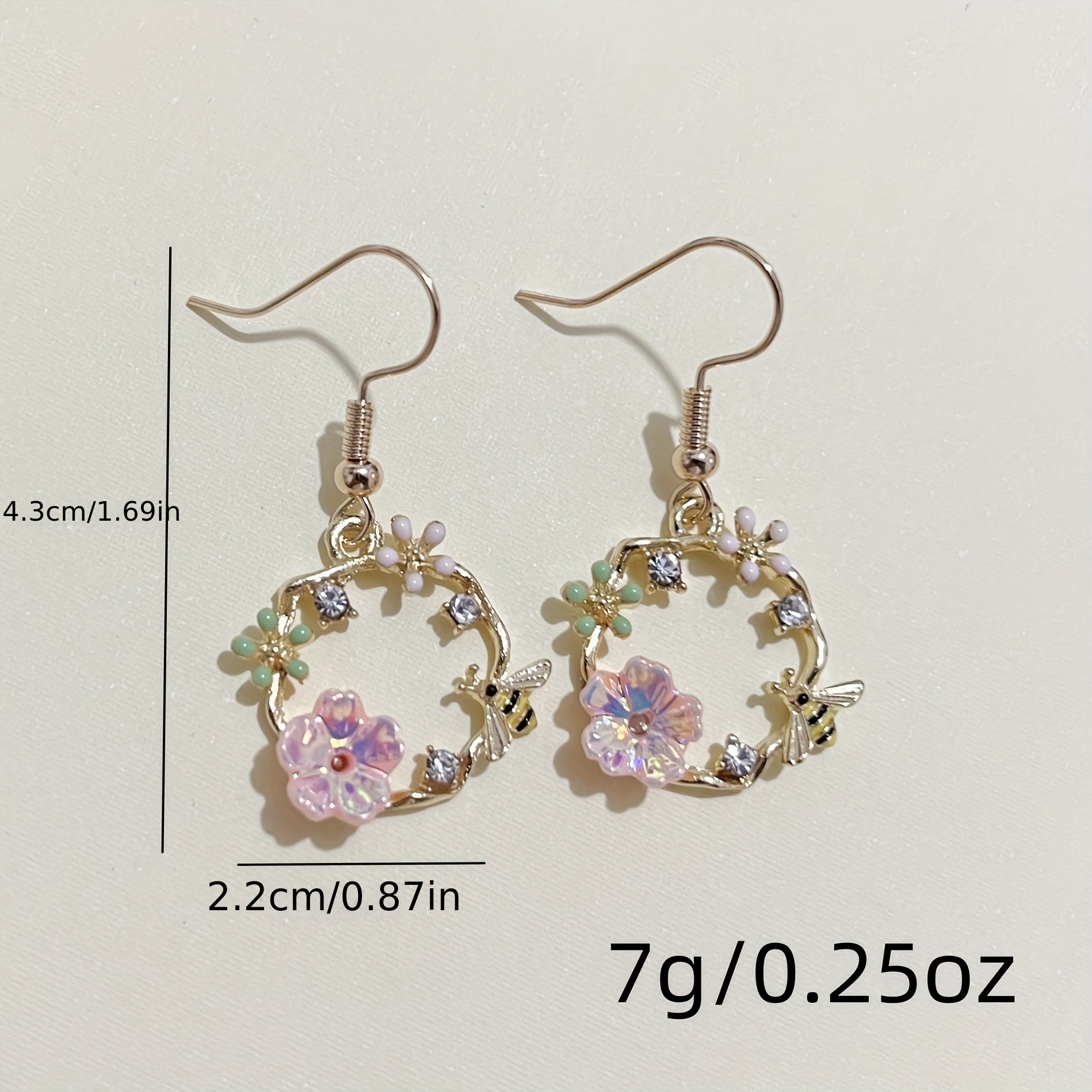 Korean fashion bee wreath Silvery needle earrings, fairy shell flower earrings