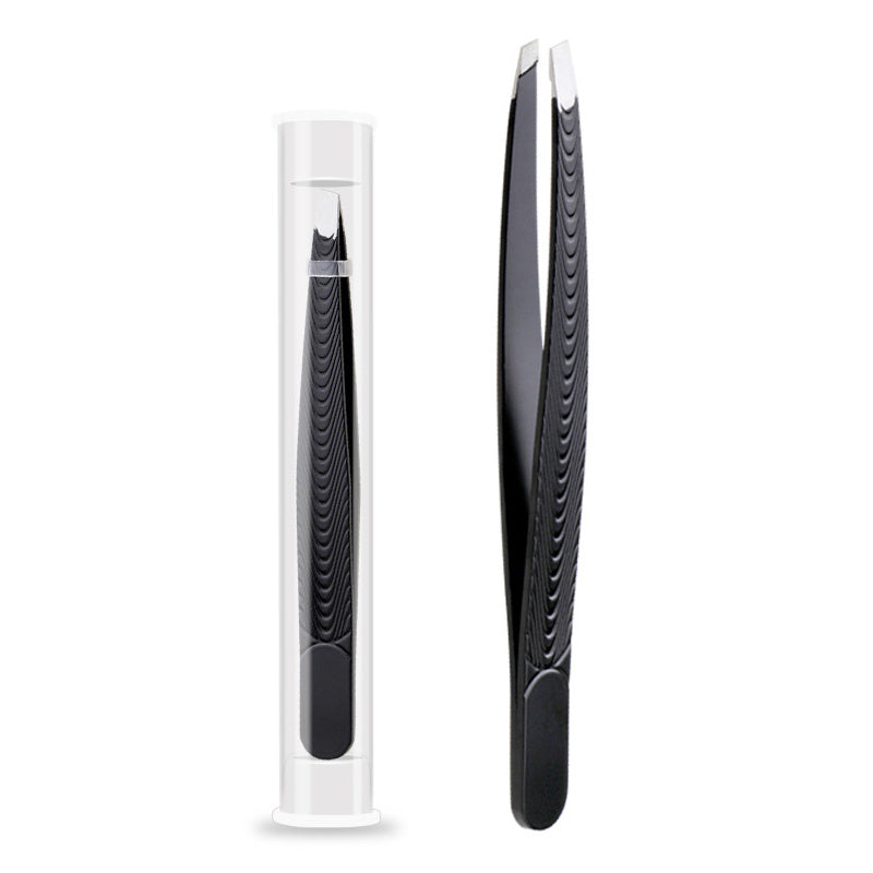 Precision Tweezer Hair Plucker for Men and Women - Slant Tip for Easy Hair and Eyebrow Grooming - Black