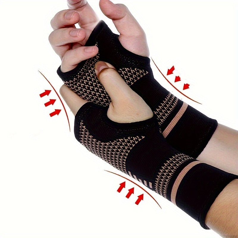ROORUNS Sports Palm Sleeve - Elastic Knit Wrist Support, Nylon, Hand Wash Only, Pull-On Closure, Size Up Available