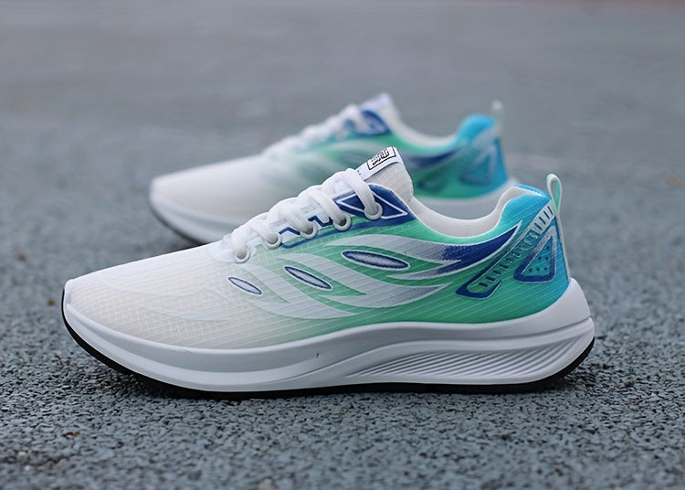 Men'S Fashion Sneakers - Breathable Mesh Upper, Non-Slip Rubber Sole, EVA Insole, Round Toe, Lace-Up Closure, Striped Pattern, Casual Sports Shoes for Spring, Summer, Fall