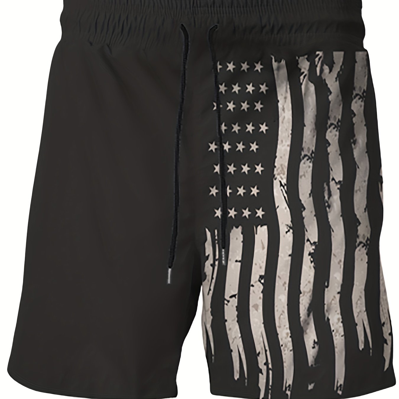 AMERICAN FLAG Graphic Plus Size Men's Beach Shorts Pants, Elastic Drawstring -  Holiday Sports Short Pants -  For Men -  Suitable for Summer, Beach, Vacation - Perfect Gift for Patriotic Men