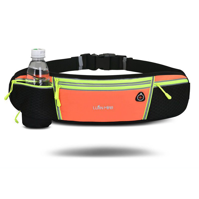 Luan Miao Sports Waist Pack - Black & White, Waterproof Polyester, Adjustable Strap
