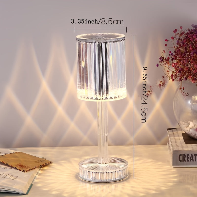 [Touch Control] Elegant Crystal Touch Control Bedside Lamp | Adjustable LED Light | Crystal | Dimmable, USB Charging, Rechargeable Battery | Indoor Decor | Modern | Adjustable Light