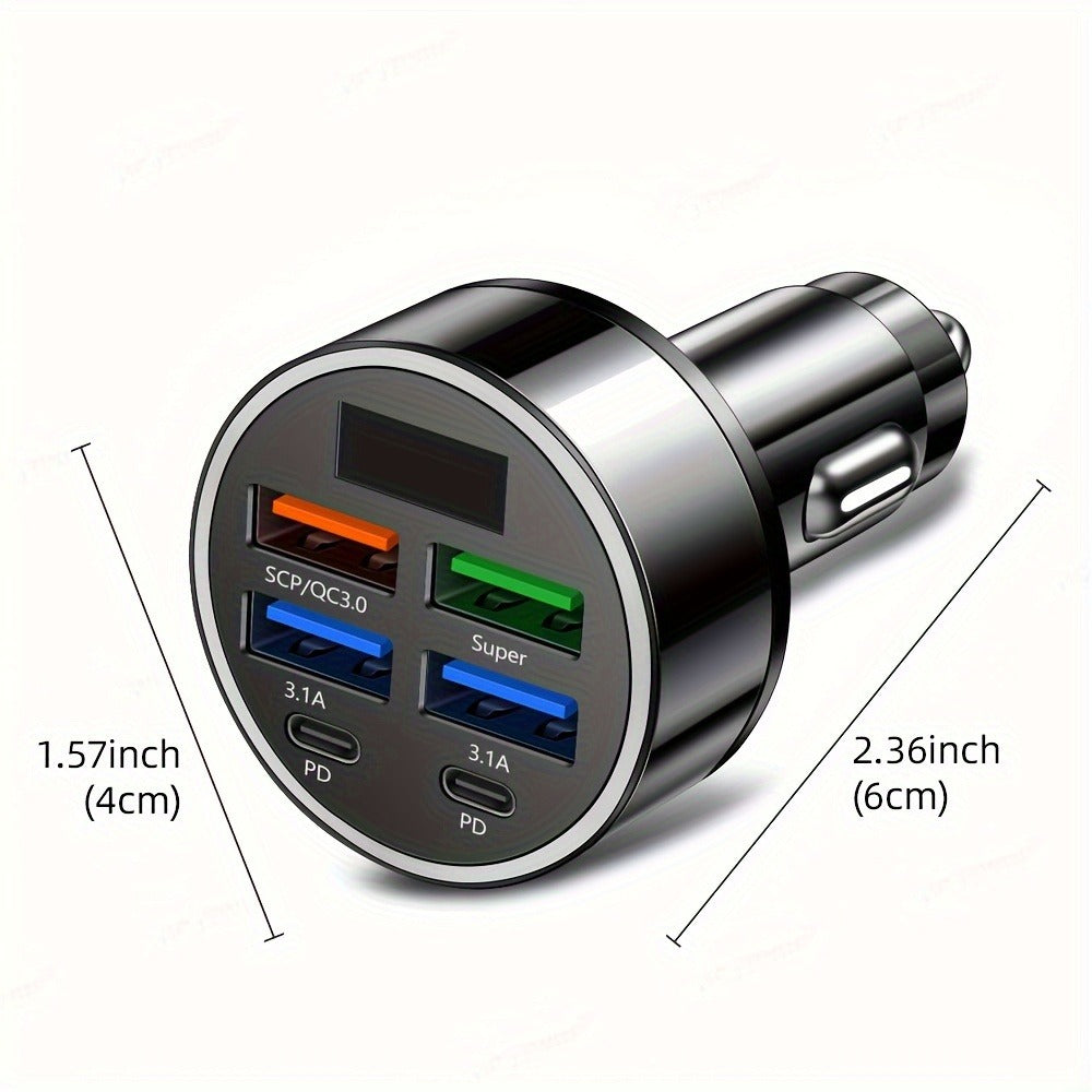 1 Pac 2025 Military-Grade] 10X HYPER-SPEED Car Charger, The Ultimate 6-in-1 Charging Station Hub