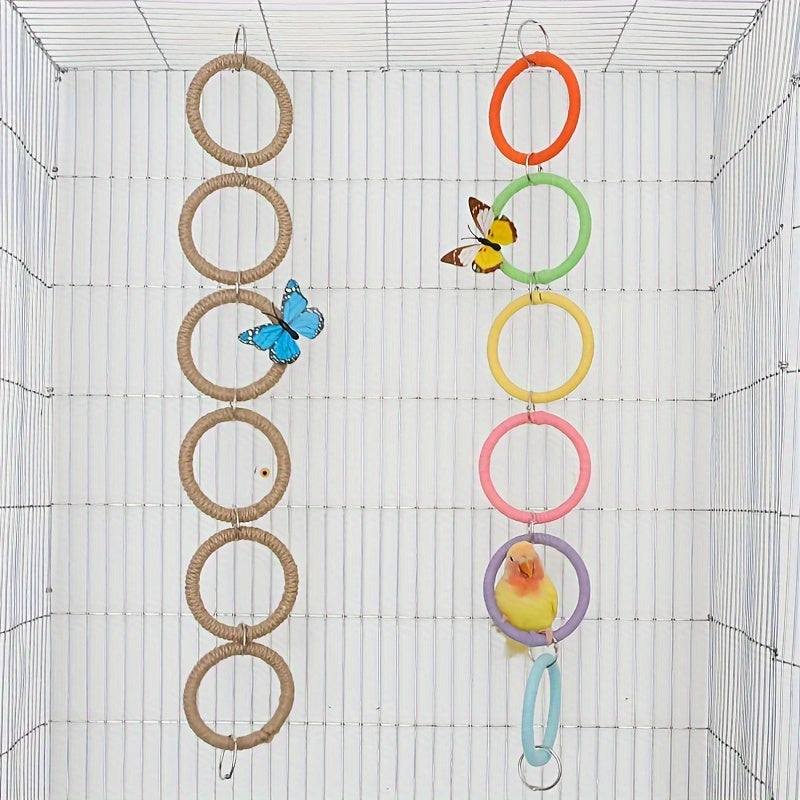 1pc Colorful Parrot Climbing Toy - Durable & Hemp Rope Swing and Perch