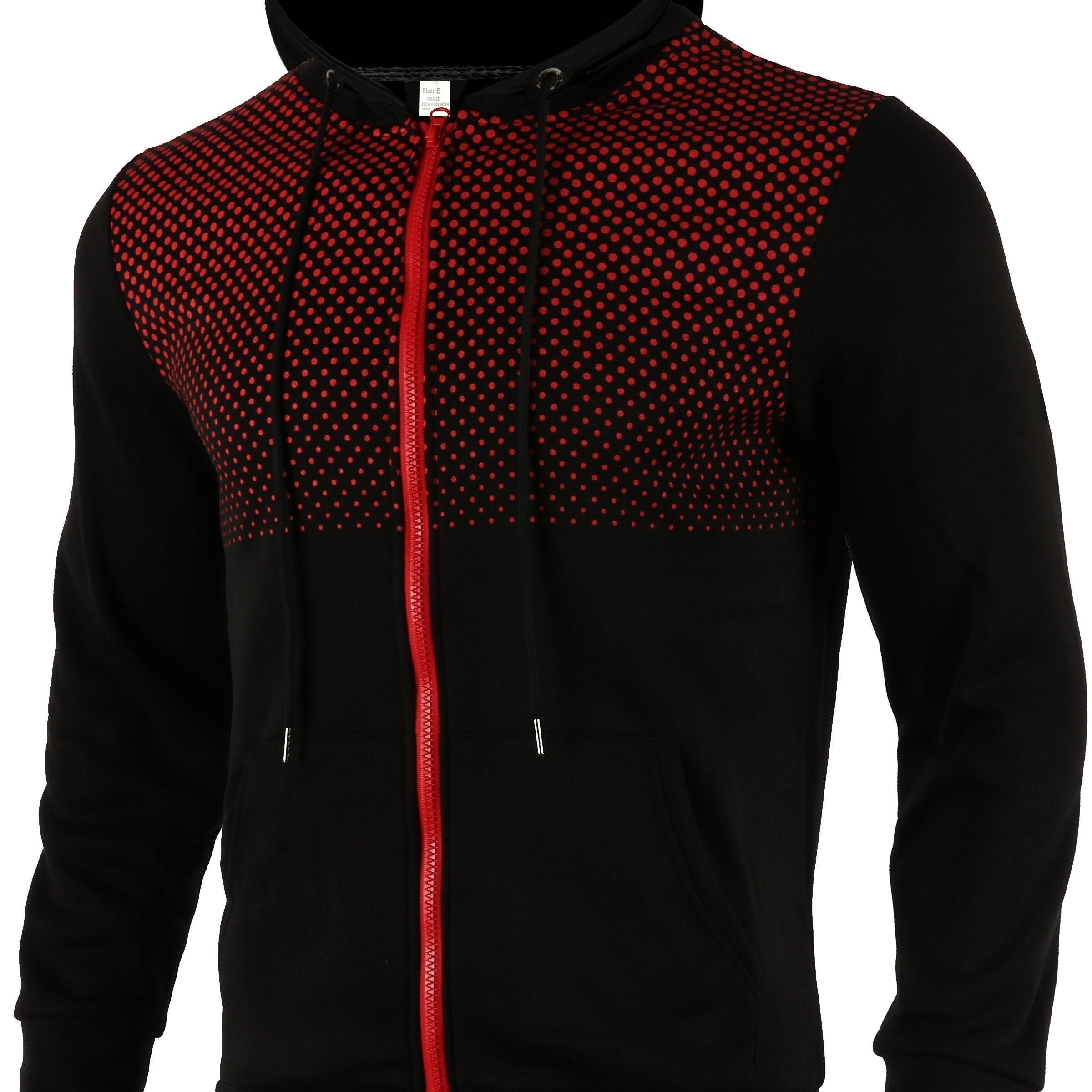 Men's Casual Long Sleeve Dot Print Hooded Jacket with Zipper for Gym Sports - Spring Fall Hoodie Coat