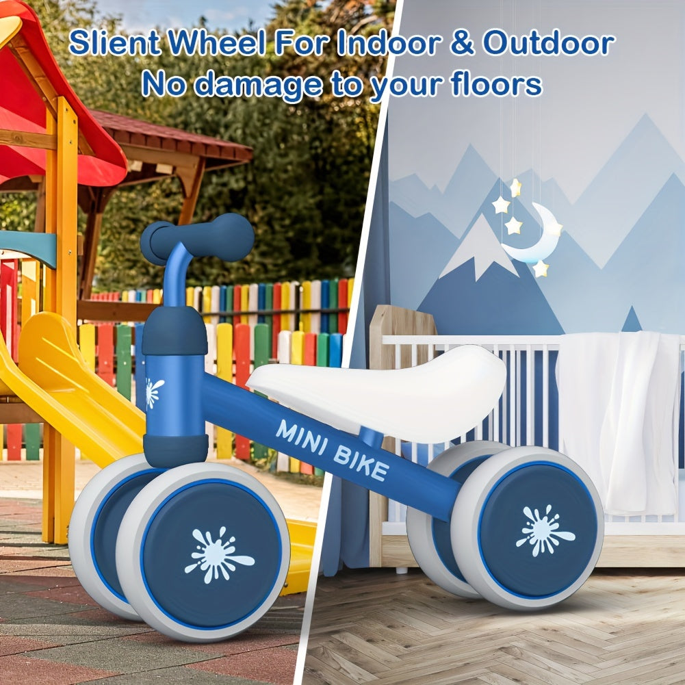 Baby Balance Bike Toys for 1 Year Old Boy Girl Gifts, 10-24 Month Toddler Balance Bike with 4 Silence Wheels, No Pedal Toddler First Bike, First Birthday Gifts Christmas for Boys and Girls