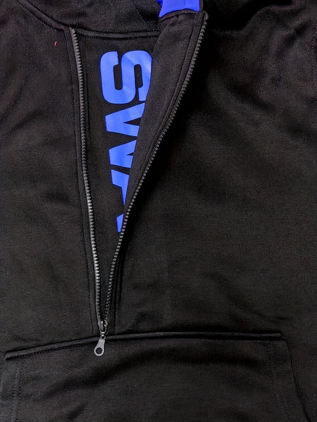 Men's Long Sleeve Letter Print Hoodie Sweatshirt with Kangaroo Pocket, Zipper Sloped Collar, Suitable for Outdoor Sports, Autumn and Winter Fashion