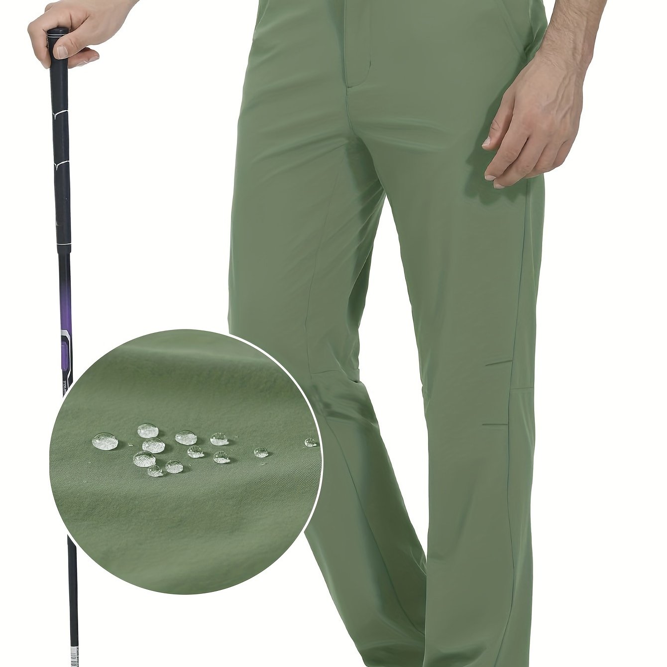 Men's Golf Pants, Men's Solid Waterproof Mid Stretch Lightweight Casual Dress Pants With Pockets, Men's Bottoms For Sports