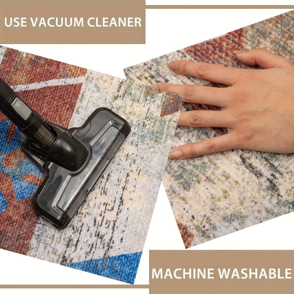 Area Rug Washable Bedroom Rug Soft Accent Rugs for Living Room Dining Room Non-Slip Non-Shedding Low-Pile Entryway Rug Floor Carpet