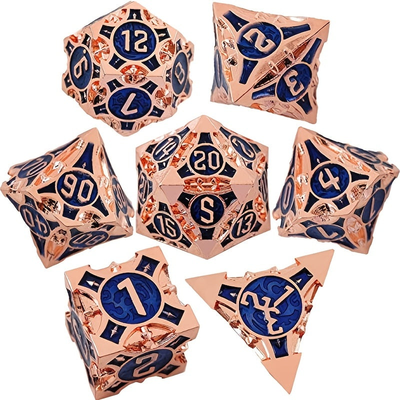 Metal Dice Set, 7 Die Metal Polyhedral Dice Set With Gift Metal Box And Golden Number For Metal Dice Set Christmas, Halloween, Thanksgiving Gift, gaming gift