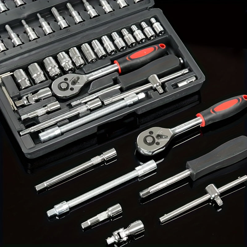 46/150pcs Upgraded Version Premium Quality Auto Repair Tool Set, Home Repair Tool Set, Home Equipment Maintenance, Suitable for Both Automotive And Industrial Repair Multi-Function Tool Combination Set, Suitable for Motorcycl