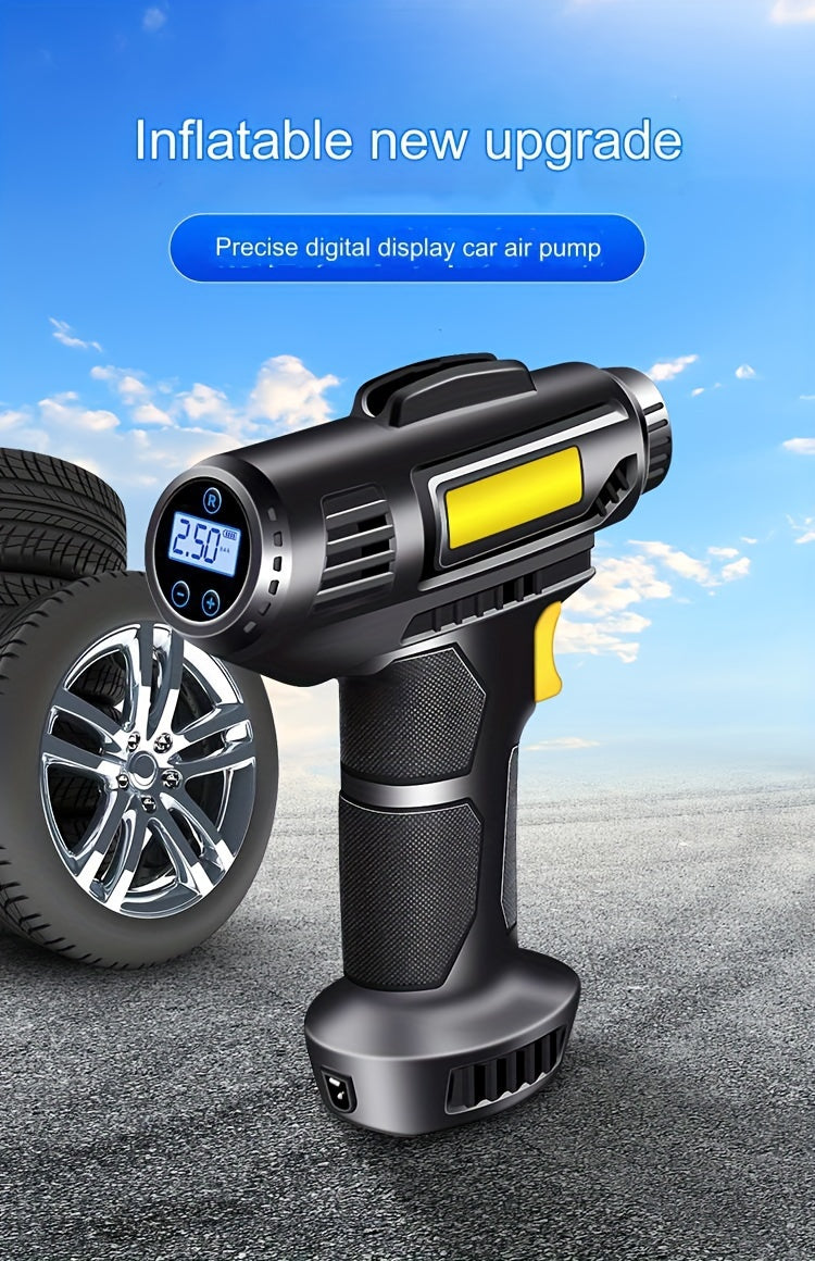 120W multi-function portable automotive air compressor, wired/wireless handheld automotive air pump electric, automotive tire inflator with LED lights