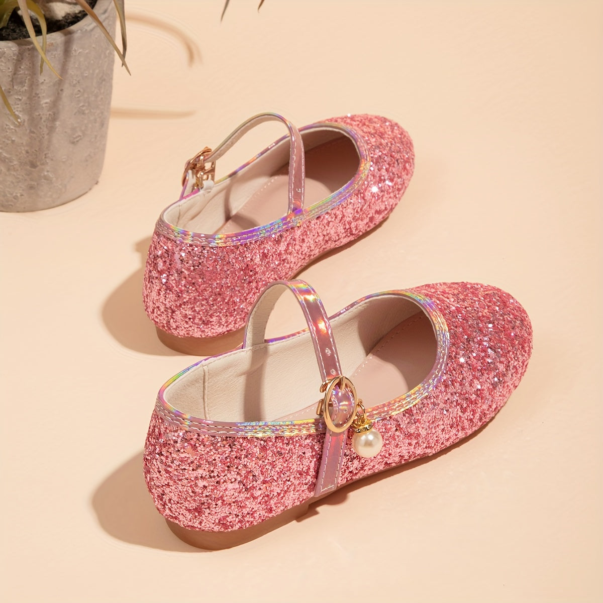 Girls Sequins Rhinestone Mary Jane Flat Shoes School Party Dress Shoes Princess Shoes For Toddler Kids Children