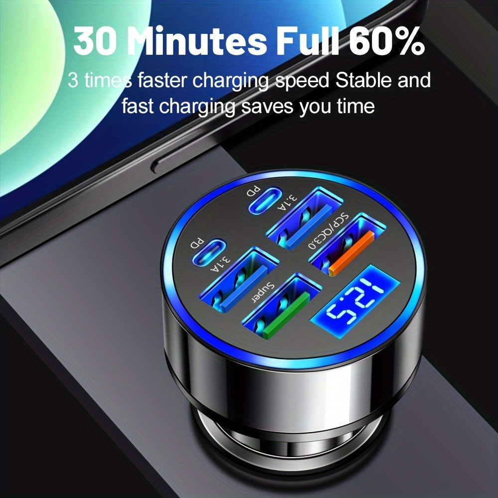 1 Pac 2025 Military-Grade] 10X HYPER-SPEED Car Charger, The Ultimate 6-in-1 Charging Station Hub