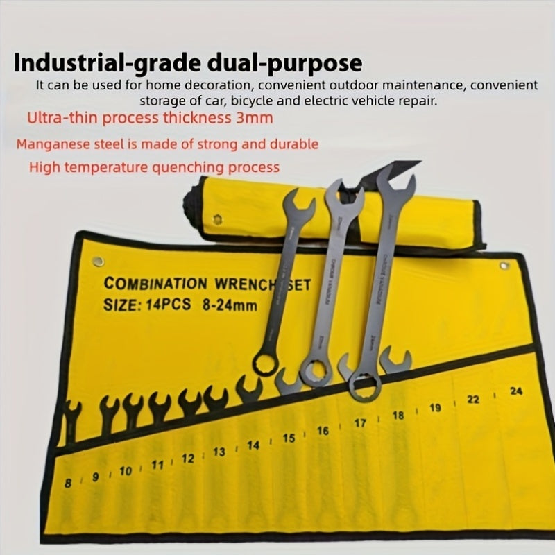 14pcs Industrial-Grade Dual-Purpose Combination Wrench Set