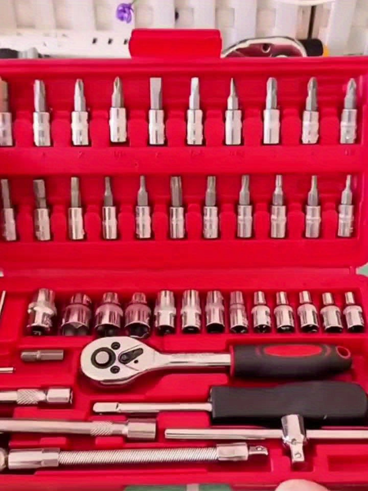 46pcs Socket Ratchet Wrench Set - Powerful 1/4 Inch Drive, Versatile Socket Ratchet,