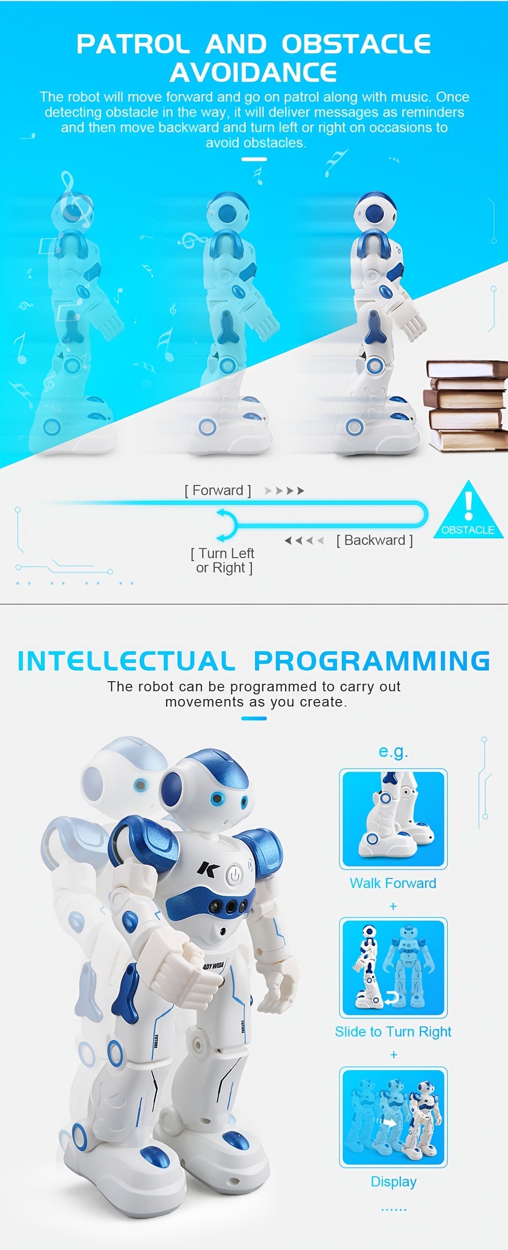 RC Robot Toys for Kids, Remote Control Robot Toys with Gesture & Sensing Programmable Dancing, Walking, Singing, Rechargeable Intelligent Robot, for 8 Age+ Year Old Birthday