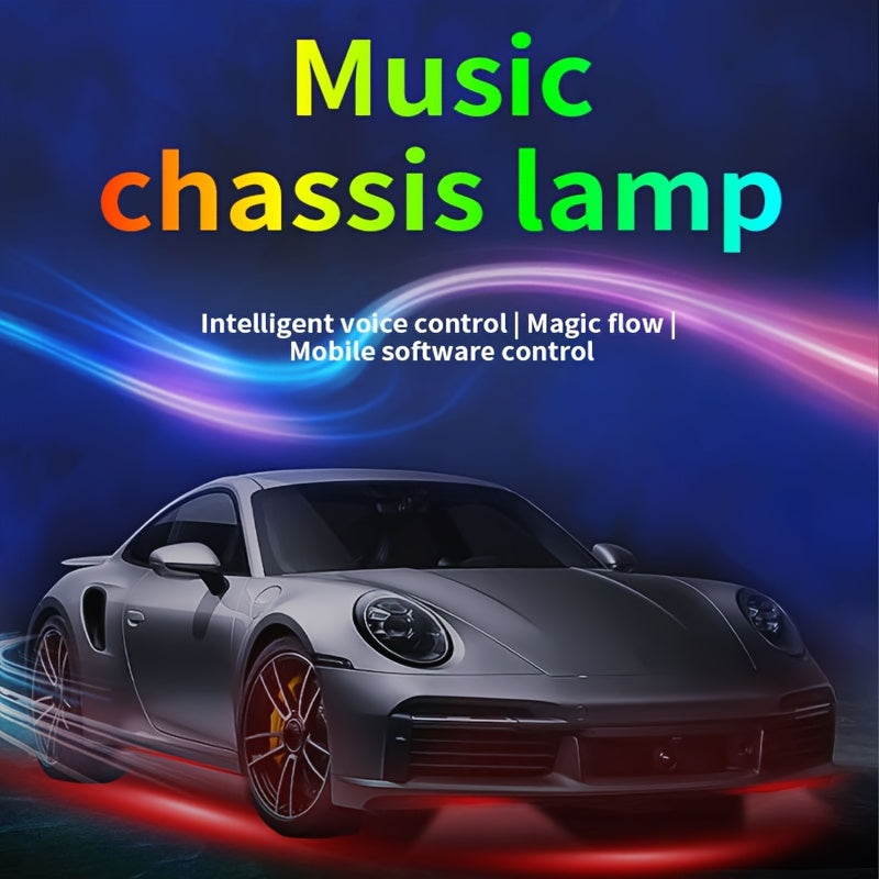 [RGB Automotive LED Strip] 4pcs Dynamic RGB Automotive LED Underglow Kit - Wireless Remote Control, Neon Music Mode, Automotive Underlight Strip