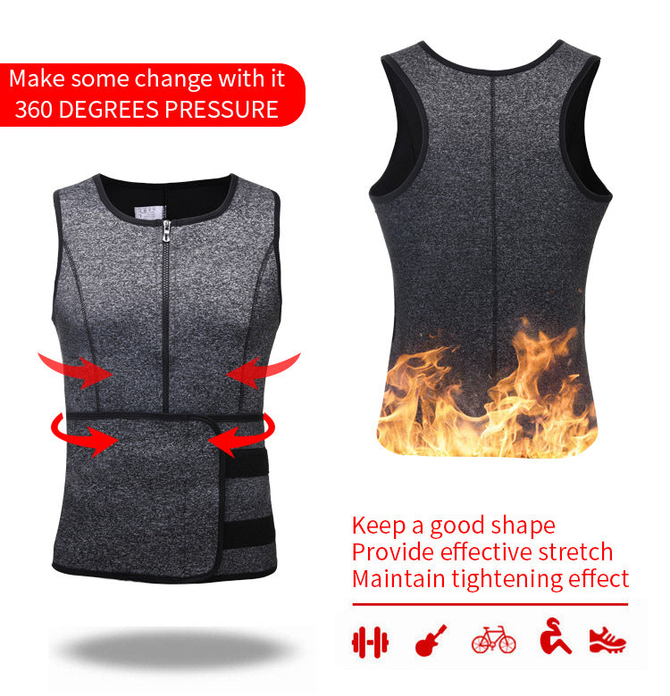TKPARK Men's Adjustable Compression Tank Top & Waist Trainer - High-Elasticity Workout Shirt