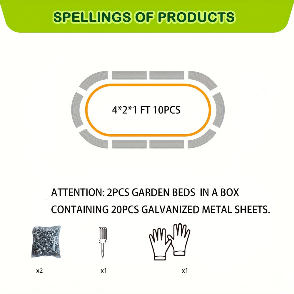 2pack Galvanized Raised Garden Bed Kit, Galvanized Planter Garden Boxes Outdoor, Oval Large Metal For Vegetables