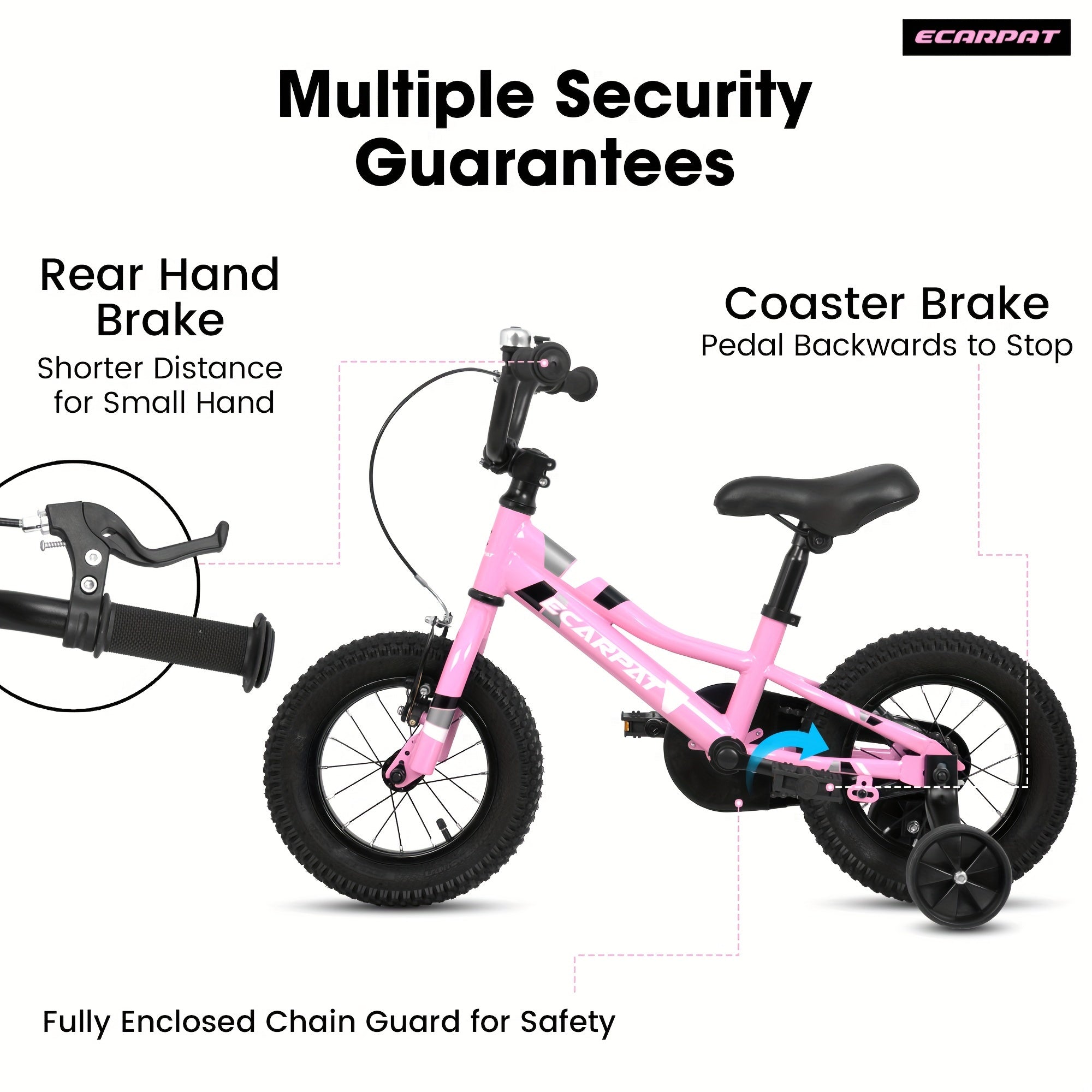 Ecarpat Kids' Bike 14/16 Inch Wheels, 1-Speed Boys Girls Child Bicycles For 3-5 Years, With Removable Training Wheels Baby Toys, Front V Brake, Rear Holding Brake