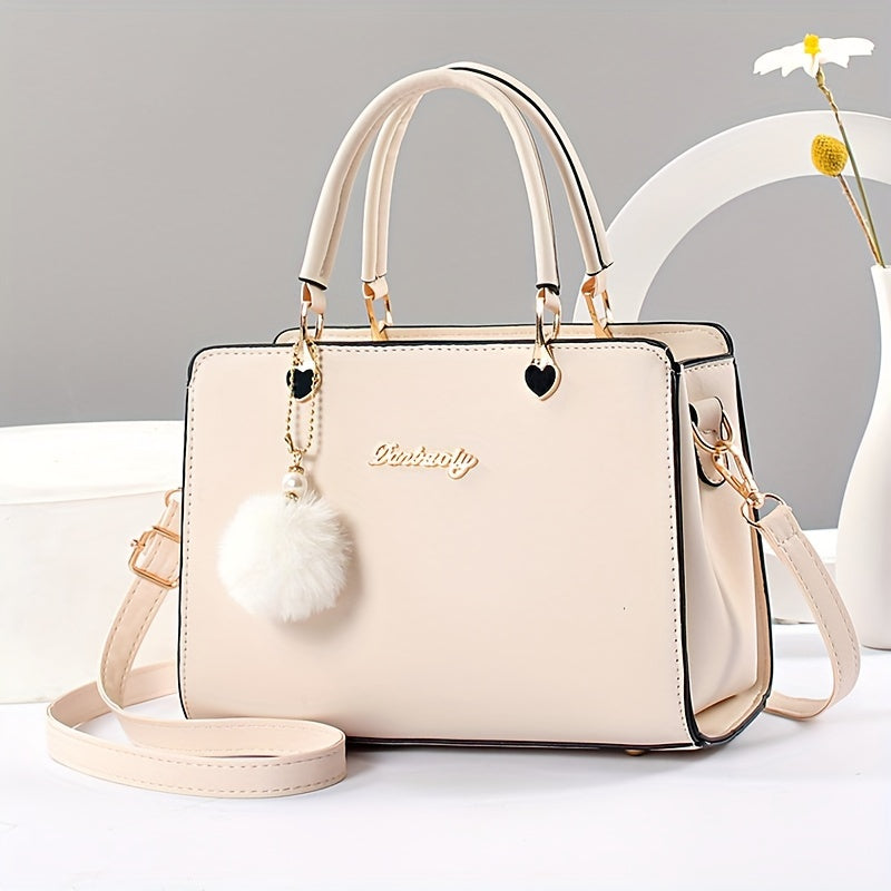 Elegant Lightweight Faux Leather Handbag - Women's Solid Color Shoulder Bag