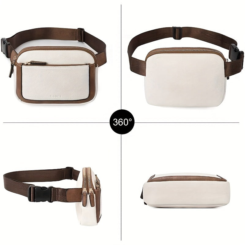 Mini Cute Color Block Sling Bag, Lightweight Portable PU Leather Outdoor Sports Fitness Chest Bag