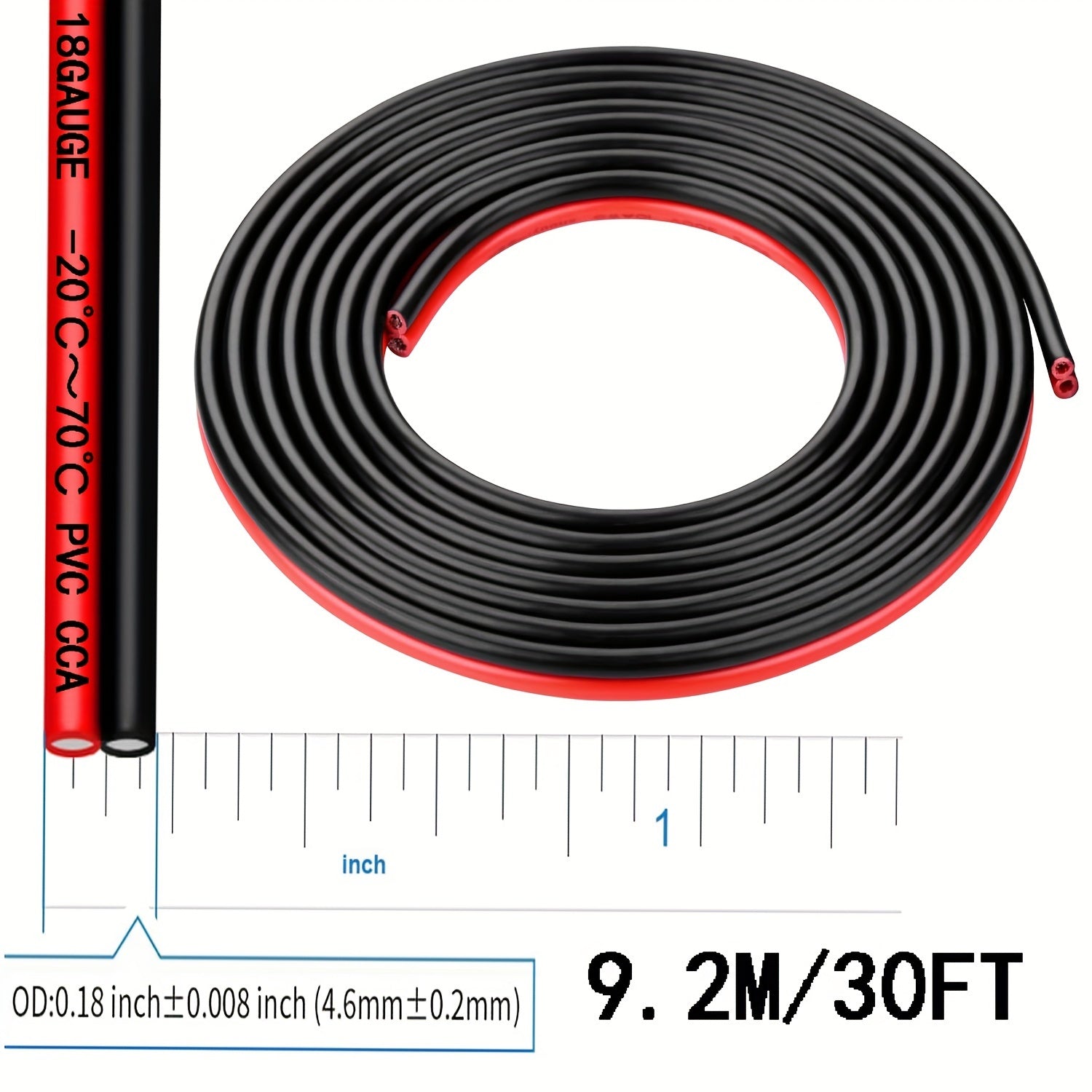 1pc 12 Gauge Twin Conductor Wire, 110V/220V Metal Electrical Cable, Red and Black PVC Insulated Copper Clad Aluminum Extension Cord for High Powered Speakers, LED, Automotive - No Battery Required