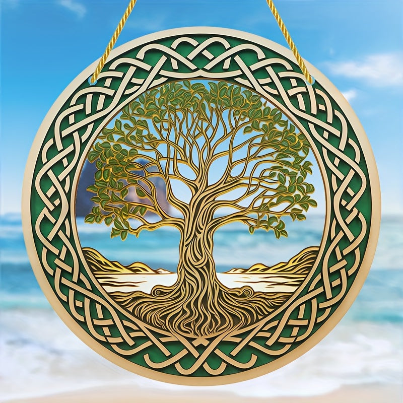 1pc Tree Of Life Window Decor, Artistic Home Ornament, Whimsical Garden Decor, Sun Catcher, Shade Umbrella, Perfect Gift For Mom, Family, Lover, Friends, Acrylic Wreath Plaque, Summer Courtyard & Door Welcome Sign, 6''x6''/15