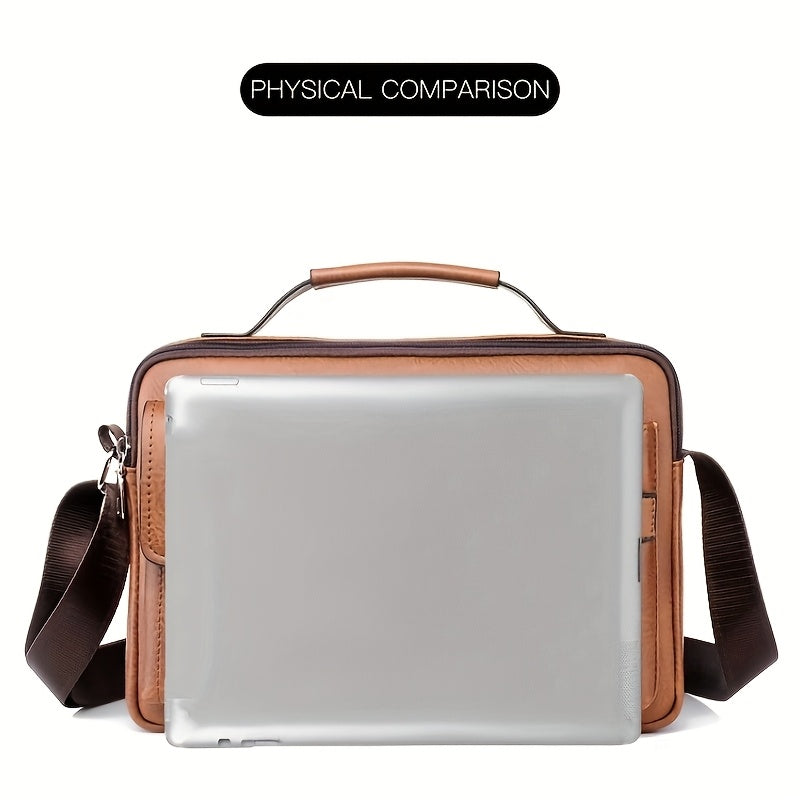 WEIXIER Men's Business Crossbody Bag with Adjustable Strap, Golden-Tone Hardware