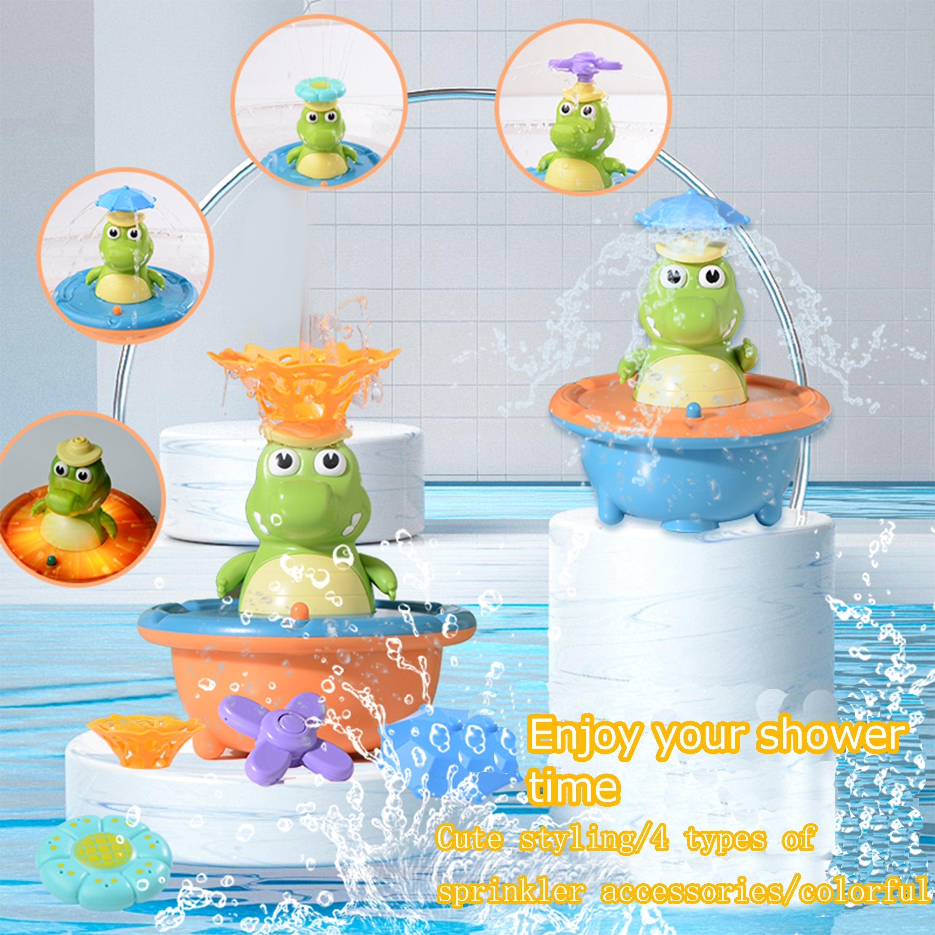 Youngsters' Splash & Play Bath Toys with Lights - Fun Water Spray Bathtub and Pool Accessories, Durable ABS Material, Mixed Colors - Ideal Holiday Gift
