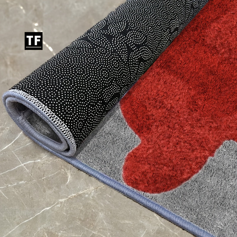 Red Heart-Shaped Area Mat - Romantic Bedroom Decor, Easy-Clean Polyester Mat with High-Definition Print, Lightweight & Durable for Indoor Use, Perfect for Christmas, Halloween, Easter, Thanksgiving, and More, Rugs for Bedroom