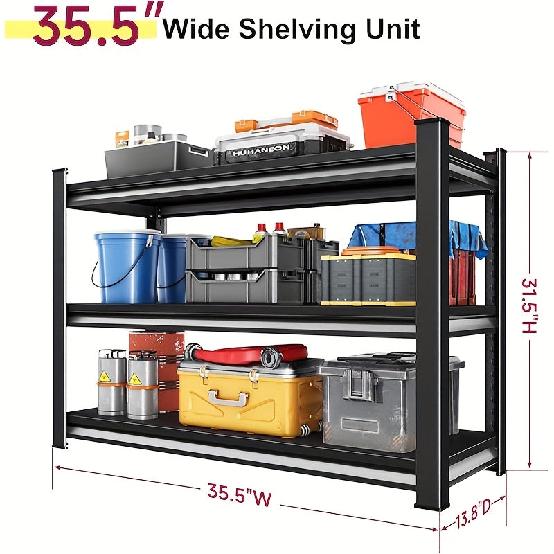 Heavy Duty Adjustable Garage Shelving Unit - 1600LB Capacity, Extra Wide 35.5"