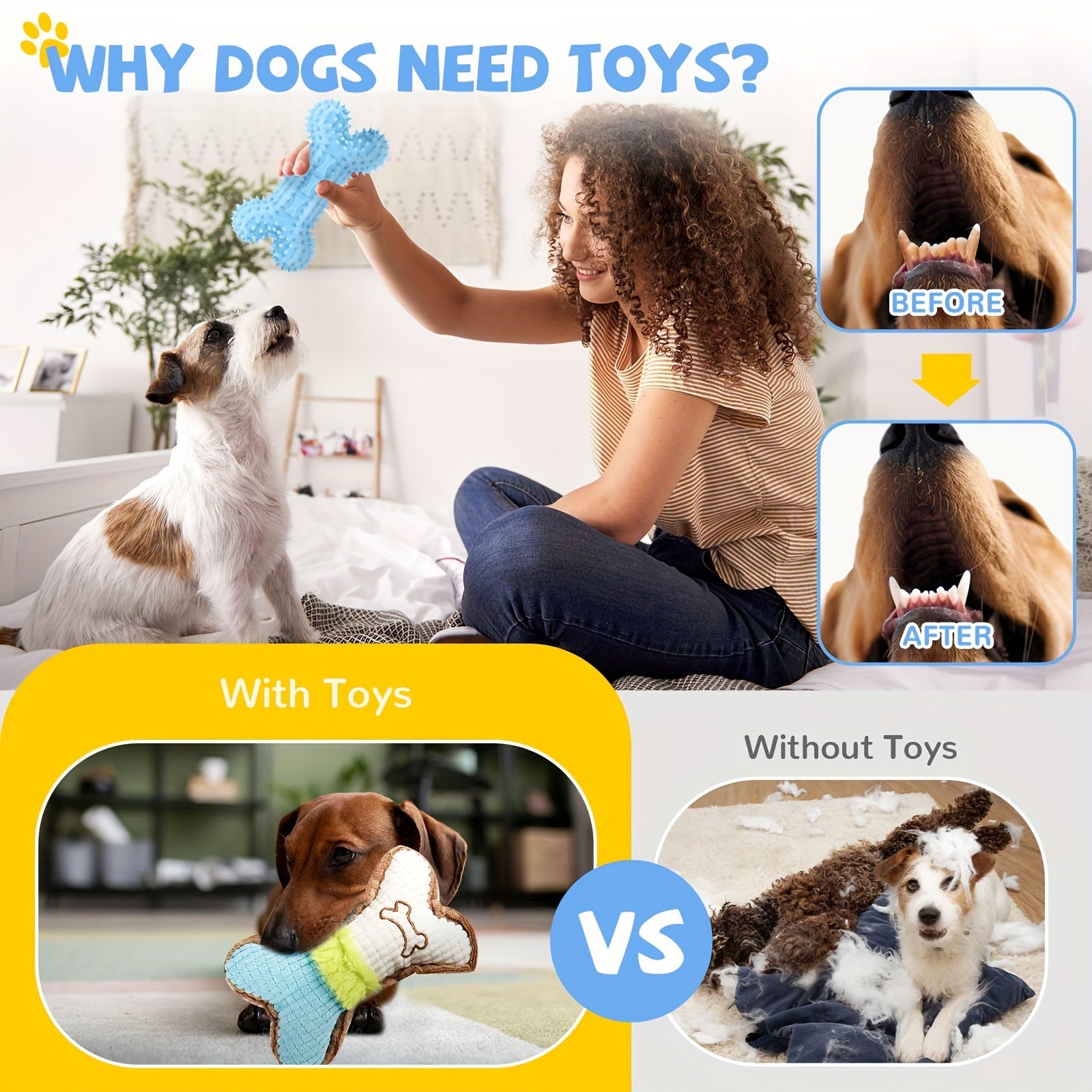6pcs Puppy Teething Toys for Small Dogs - Cute Soft Rubber Chew Set with Rope, Interactive Bone Toys for Dental Health & Play