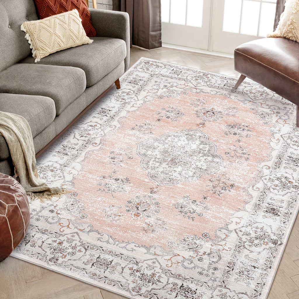 1 PC Washable Area Rugs For Living Room Non Slip Kitchen Floor Rug Hallway Runner Rug Oriental Distressed Carpet Boho Carpet Non Shedding Farmhouse Rug Low Pile Stain Resistant Rug For Classroom Playroom Dining Room Office, P