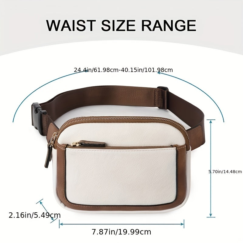 Mini Cute Color Block Sling Bag, Lightweight Portable PU Leather Outdoor Sports Fitness Chest Bag