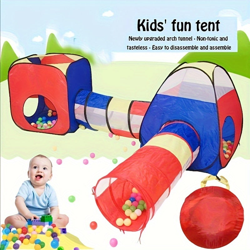 4pcs Colorful Pop-Up Play Tent & Tunnel Set for Youngsters - Non-Toxic, Easy Assembly, Indoor/Outdoor Funhouse with Storage Bag - Ideal Birthday Gift for Boys & Girls, Youngsters-Friendly, Red & Blue, Kid Toys