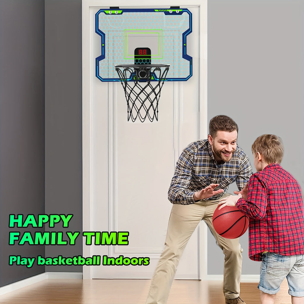 Mini Basketball Hoop Indoor Kids Over The Door Basketball Hoop Electronic Scoreboard Door Basketball Hoop 4 Balls Basketball Toys Gift for 3 4 5 6 7 8 9 10 11 12 Years Old Toddlers Boys Girls