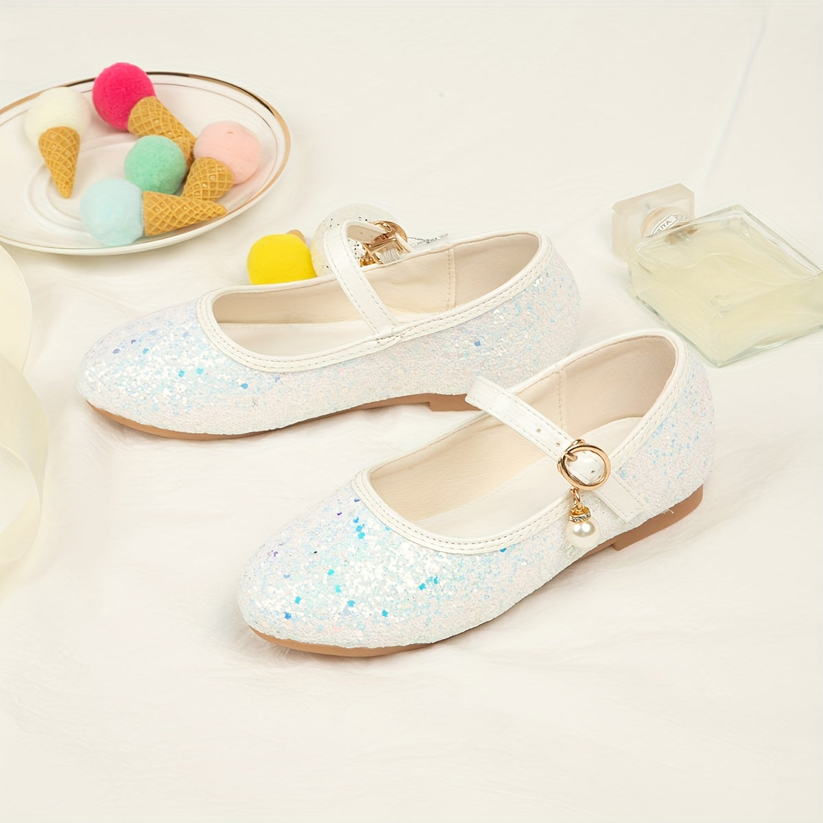 Girls Sequins Rhinestone Mary Jane Flat Shoes School Party Dress Shoes Princess Shoes For Toddler Kids Children