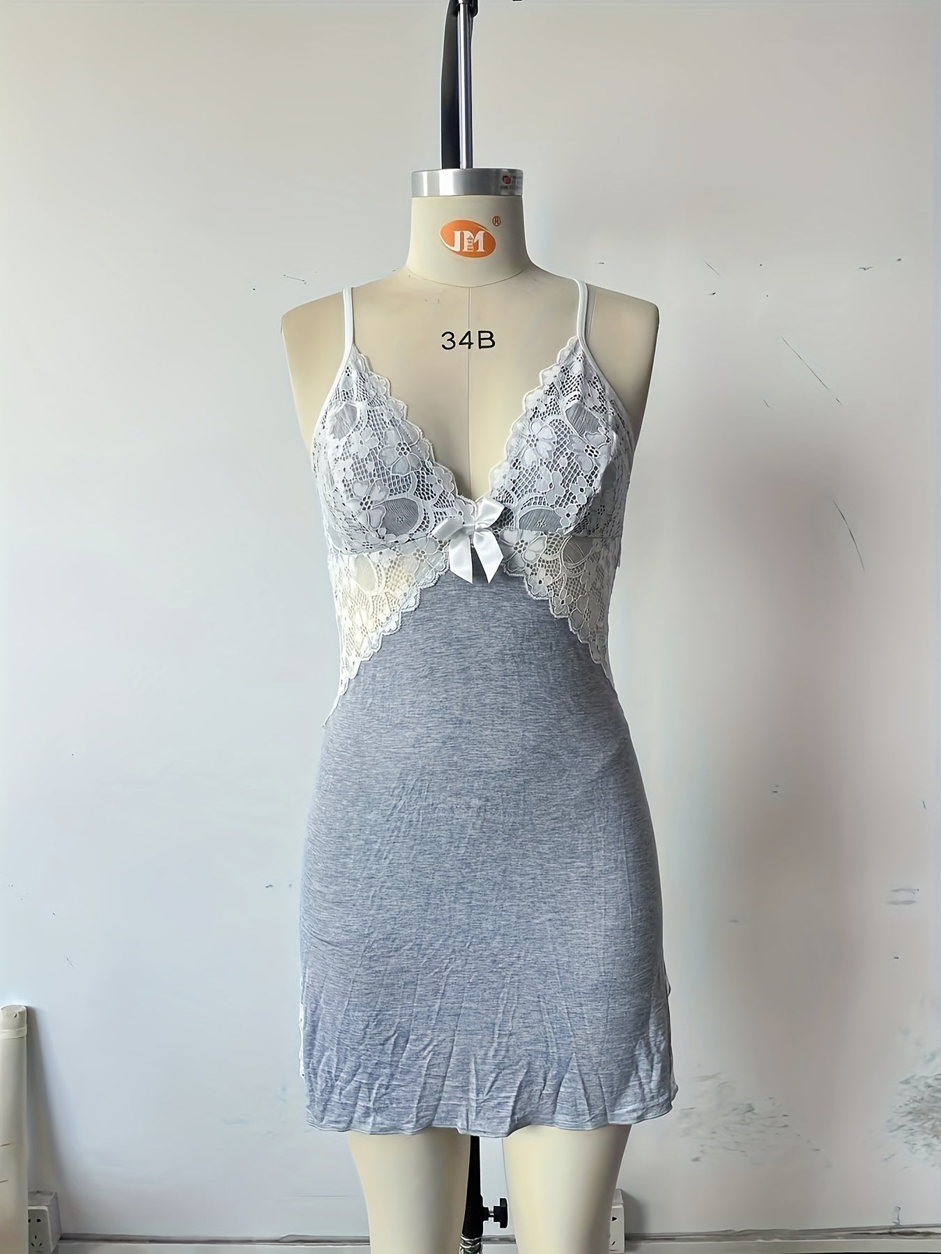 Women'S Elegant Lace Trim V-Neck Bathrobe