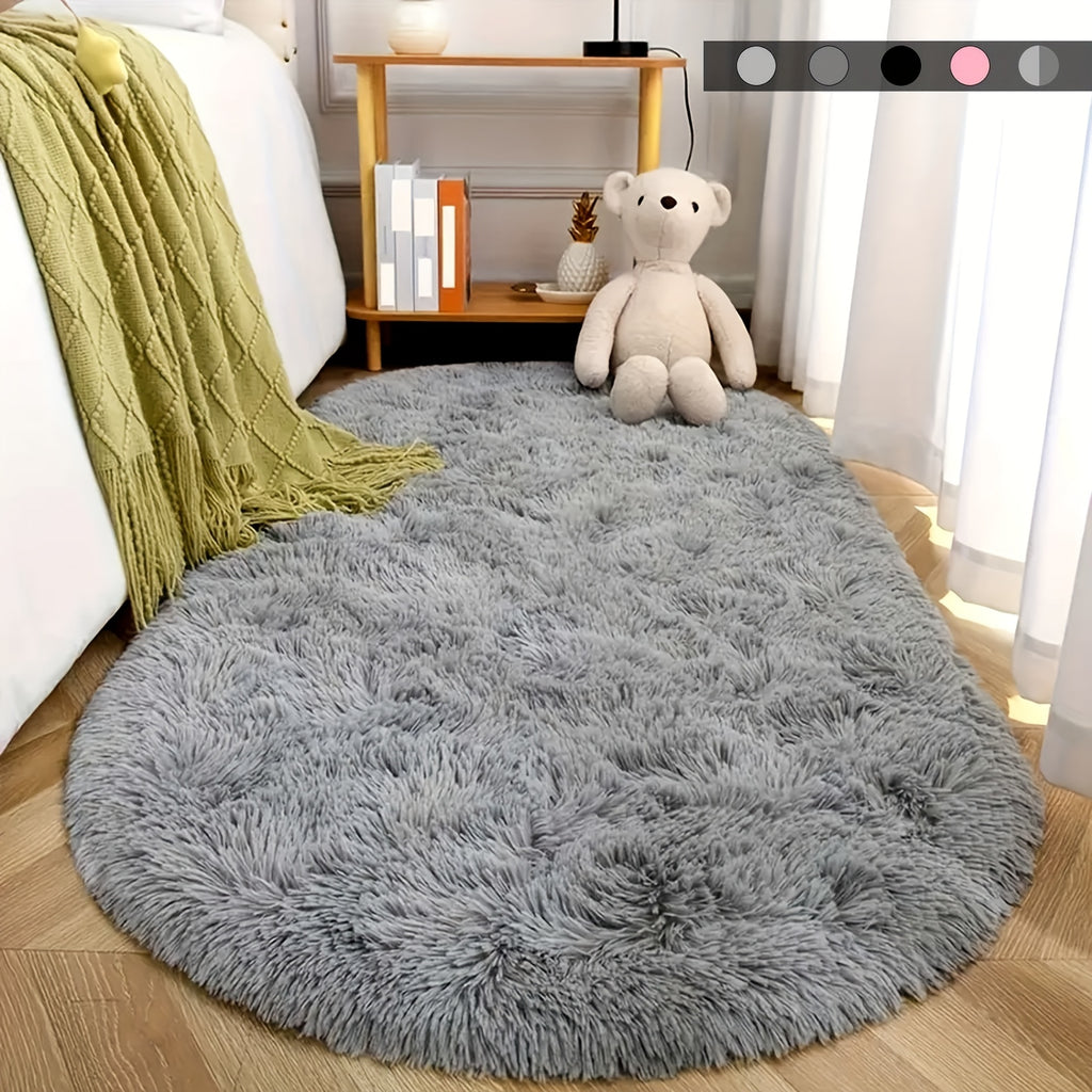 Luxurious Light Gray Plush Bedroom Mat - Soft, Skin-Friendly & Easy Care, Non-Slip Backing, Cozy Warm Mat for Home Decor, Rugs for Bedroom
