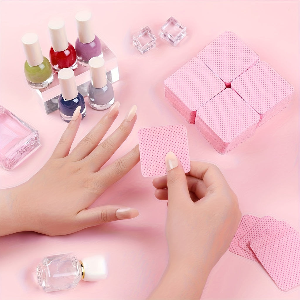 300pcs/600pcs Lint Free Nail Wipes Nail Polish Remover Pads Absorbent Soft Nail Cleaning Wipes Sheet Removal Manicure Tool