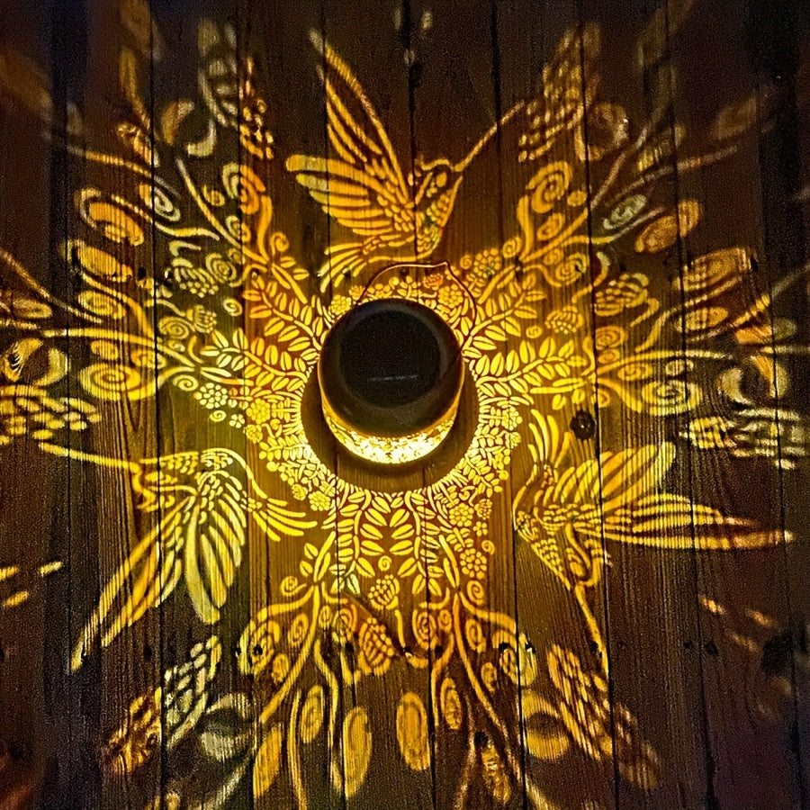 Charming Hummingbird Solar Lantern - Outdoor LED Light, Metal Bird Decor for Garden, Patio, Lawn & Pathway