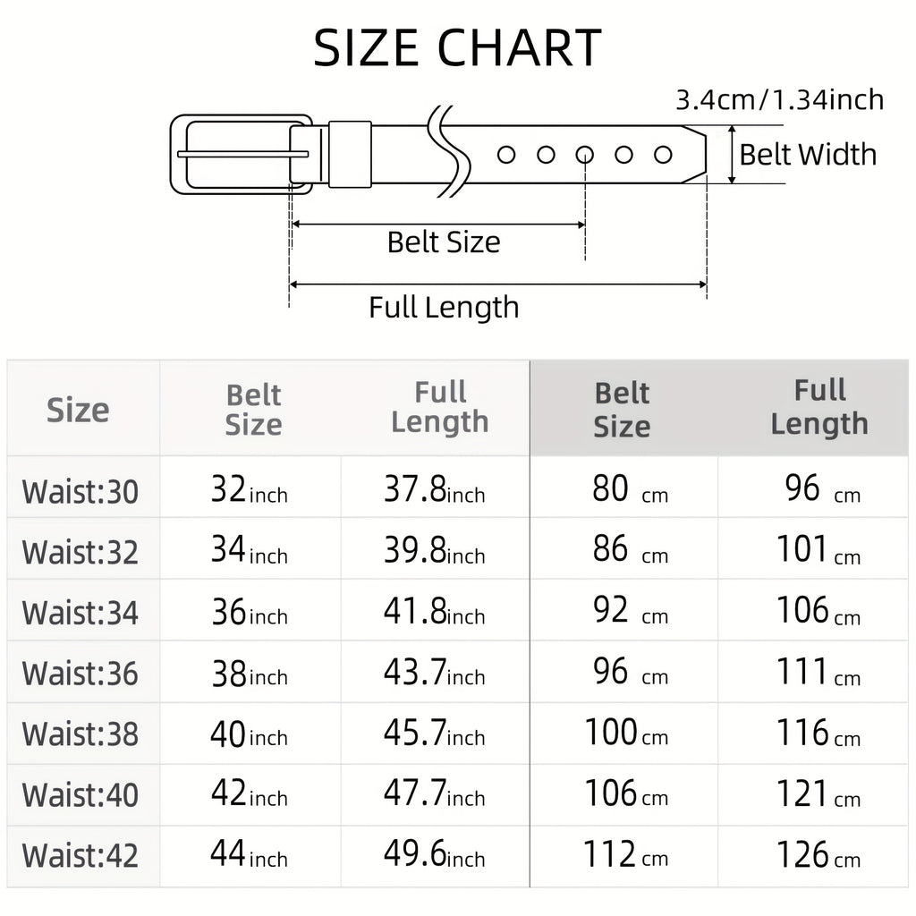 [Classic Men's Leather Belt] Classic & Fashion Men's Leather Belt | Single Prong Buckle for Jeans, Pants, Work & Business - Gift for Dad & Husband