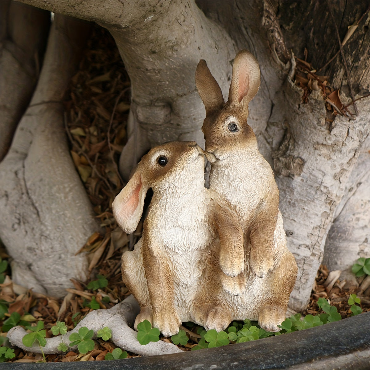 A Couple of Decorative Rabbit Figurines for Garden, Patio, Or Balcony Landscaping.